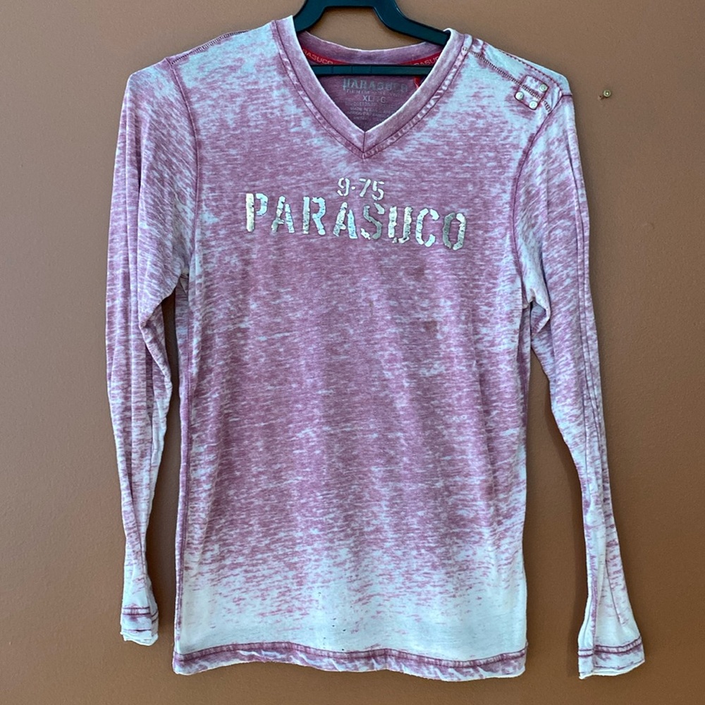 Parasuco ladies burnout pink long sleeved tee in size small.